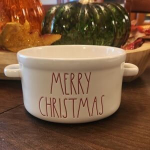 Rae Dunn White Christmas Bowl with Red Lettering